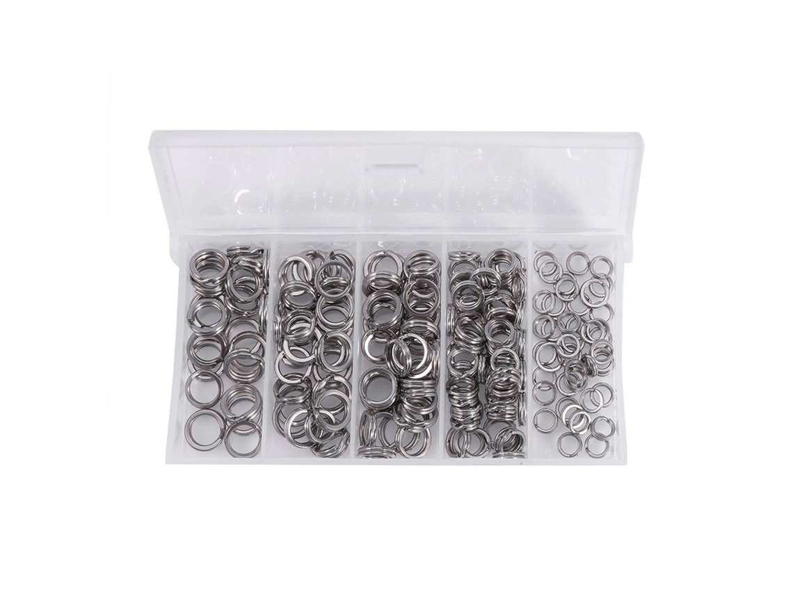 Anéis Fendidos Aço Inox Pesado 5 Tamanhos 200pcs