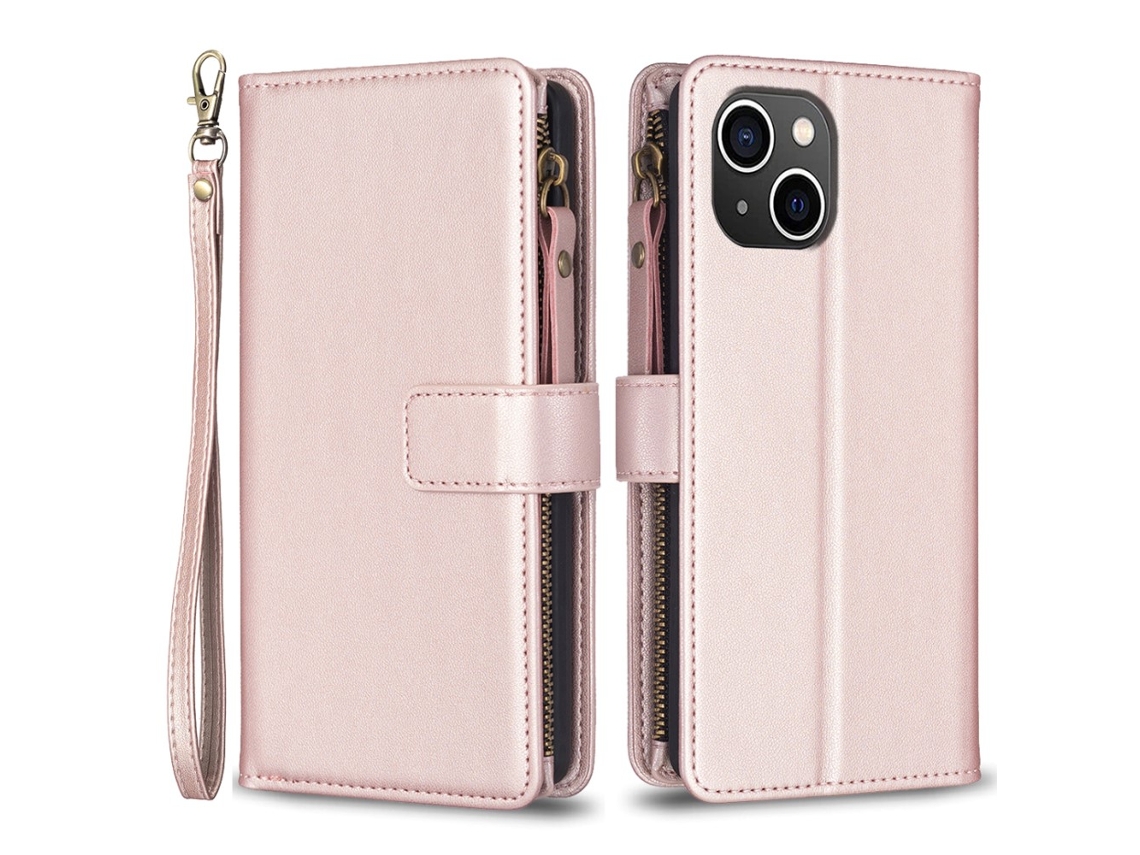 Capa Quedas Para Iphone 15 Pele Sintética Rosa