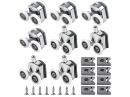 Rodillos para Puerta de Ducha Curva, 8 Piezas Repuesto Ruedas Puerta de Cristal, Anticorrosivo, Ajustable, para Baños Y Muebles Plata