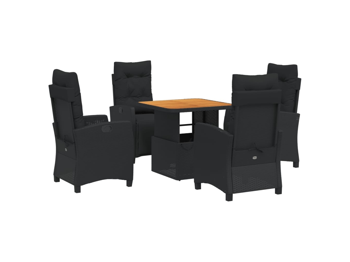 Garden Dining Set, Garden Dining Sets Vidaxl Preto Rattan / Vime (mesa Com 80 Cm De Comprimento)