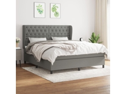 Vidaxl Cama Com Molas/colchão 160x200 Cm Tecido Cinzento-escuro