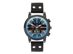 Reloj De Cuarzo Para Hombre Con Correa De Cuero Pu, Dial De Tres Ojos, Moderno Y Elegante (negro)
