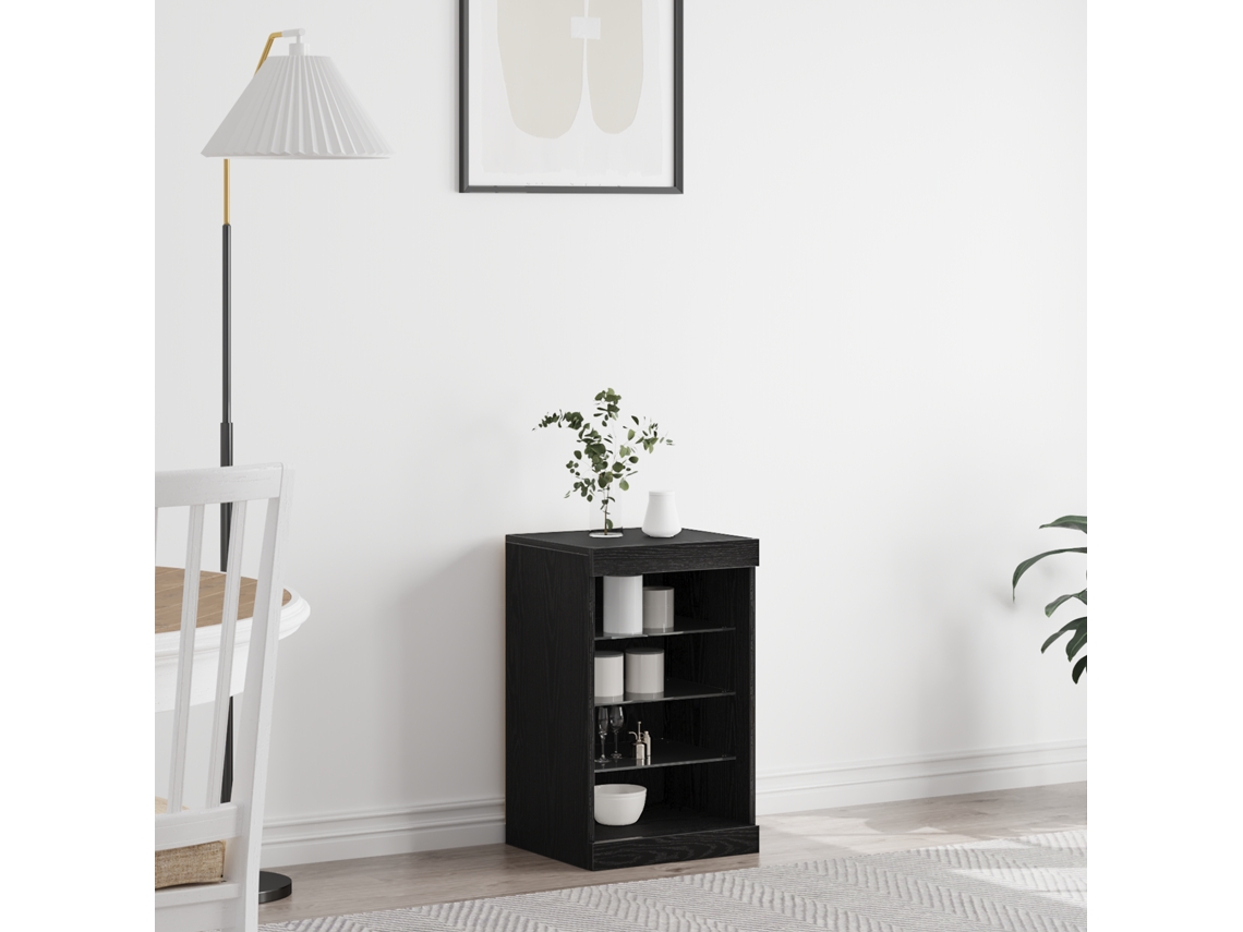 Aparador de roble negro con luces LED 41x37x67 cm