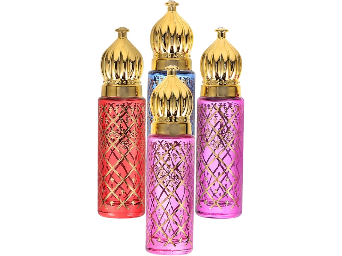 Conjunto de 4 Frascos de Perfume em Vidro, 6ml, Com Mecanismo Enrolável, Portáteis e À Vazamentos, Design Exclusivo.