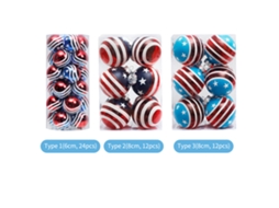 Conjunto de 24 bolas decorativas de 6cm patrióticas dia independência 4 de julho natal