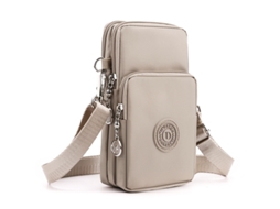 Bolsa Tiracolo Feminina - Bolsa Para Telemóvel - Com Alça Crossbody - Tecido Oxford - Caqui