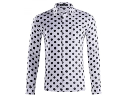 2026-camisa Hombre Manga Larga Con Puntos Botones Formal Casual Algodón L Blanco
