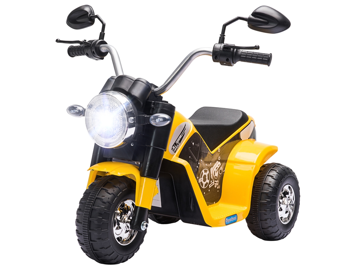 Moto Elétrica Infantil 3 Rodas 6v Luz Som Chopper Amarelo