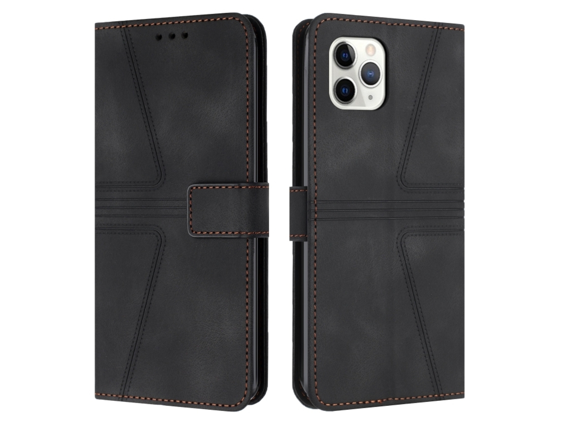 Capa De Couro Para Iphone 11 Pro Max - Triangular - Cor Sólida