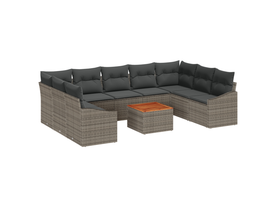 Conjunto 10 Móveis De Jardim Vidaxl Cinzento Vime Pe (289 X 178.5 X 69 Cm)