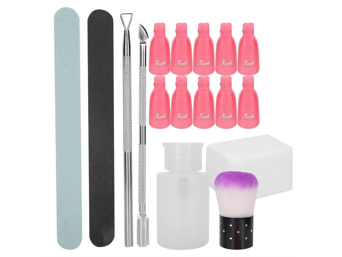 Conjunto De Remoção De Gel De Unhas Com Lixa, Pincel Para Poeira, Clip E Ferramentas Manicure Profissional