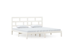 Estrutura de Cama 200x200 cm em Madeira de Pinho Maciça Branca MAISON EXCLUSIVE