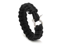 Pulseira Clássica de Paracord Preto, Tamanho Médio, 21 Cm BRILVIBERA
