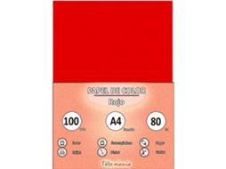 Papel 80Gr A4 Vermelho 100 Folhas