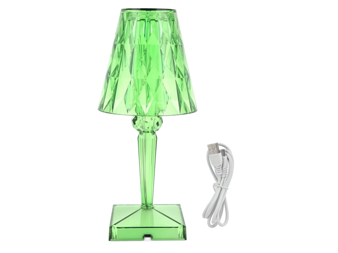 2026 lâmpada de Mesa de Cristal Led Prisma Transparente Regulável com Carga Usb Iluminação Interior Verde