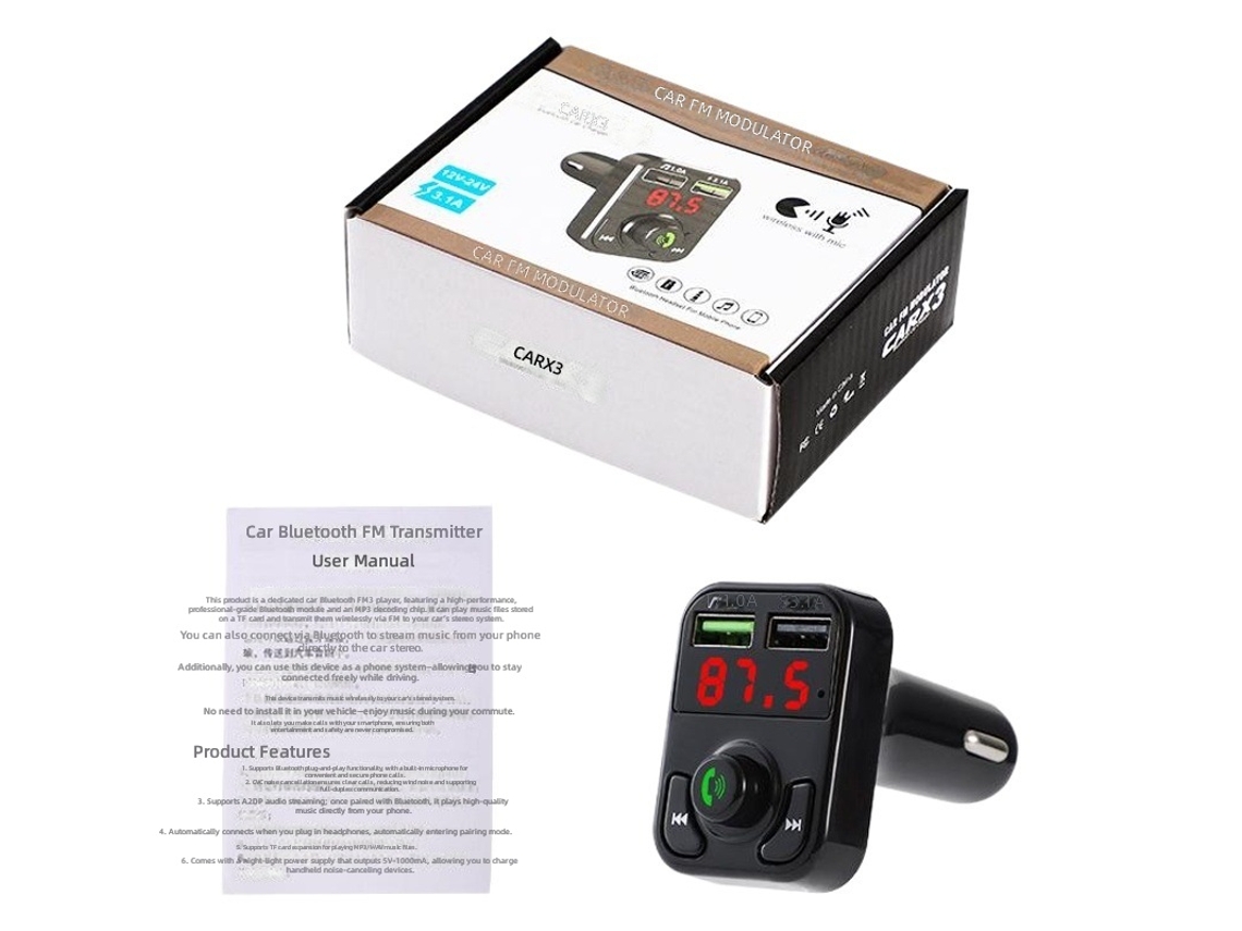 Carregador Veicular X3 com Transmissor Fm Bluetooth F5 CHABERLU