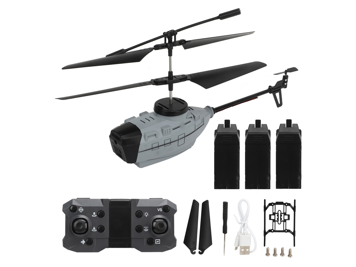 Mali drone Helicóptero Controle Remoto Ky202 com Evasão de Obstáculos Brinquedo para Maiores de 14 Anos Cinza 3 Baterias