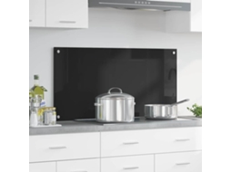 Vidaxl Painel De Cozinha Preto 100 X 50 Cm Vidro Temperado