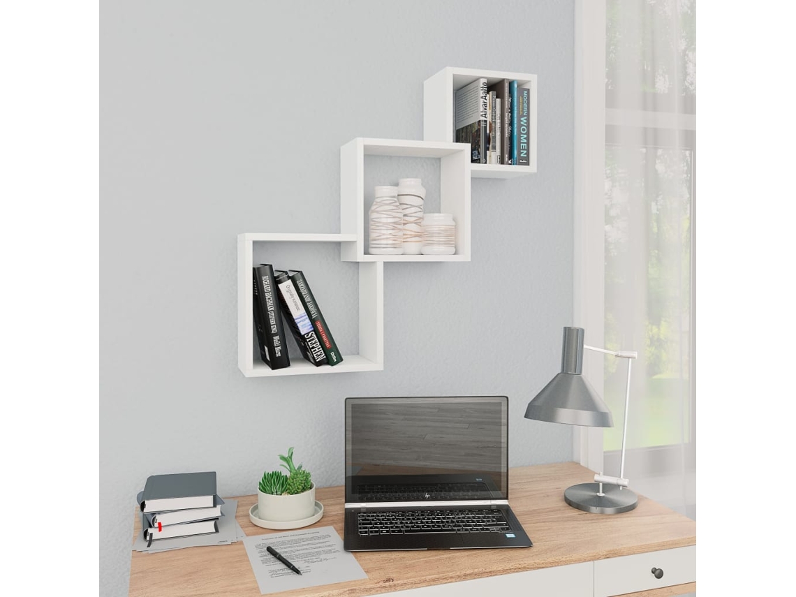 Vidaxl Prateleiras De Parede Cubos 68x15x68 Cm Contraplacado Branco