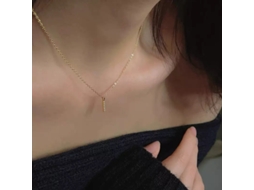 Pingente Único em Prata de Lei 925, Colar com Pingente Geométrico Requintado em Miniatura com Zircônia. MDUG (ouro)