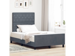 Vidaxl Cama Box Com Cabeceira Cinzento Escuro 120 X 200 Cm Veludo