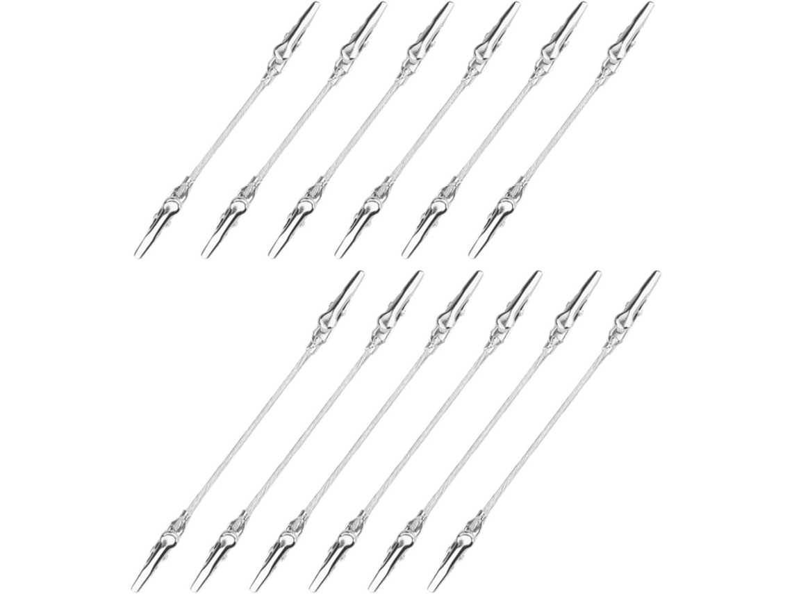 Conjunto de 12 alfinetes de metal com acabamento em jacareado para mensagens, com design elegante para fixar fotos e decorar.