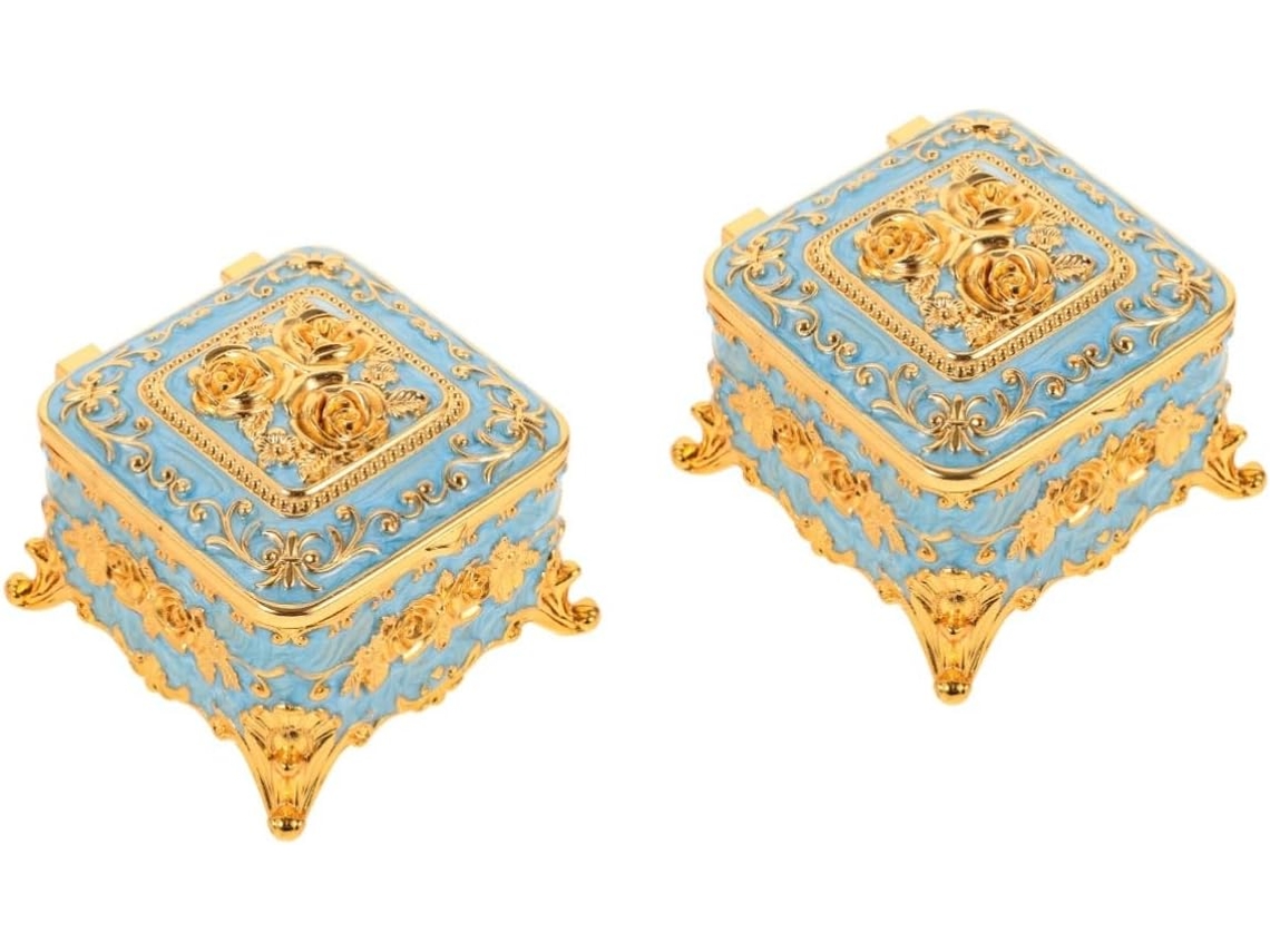 De 2 Peças De Caixa Organizadora De Joias Em Esmalte Vintage Para Colares, Pulseiras, Anéis E Outros Objetos.