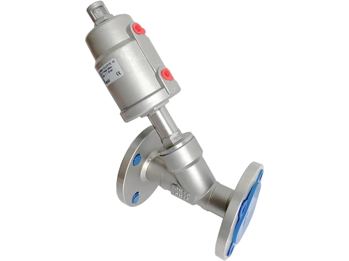 Válvula Pneumática Dn15 Com Sede Angular Flangeada Em Aço Inoxidável