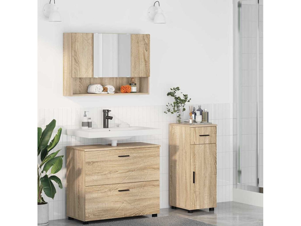 Vidaxl Conjunto De Móveis Para Banheiro 3 Unid. Carvalho Sonoma