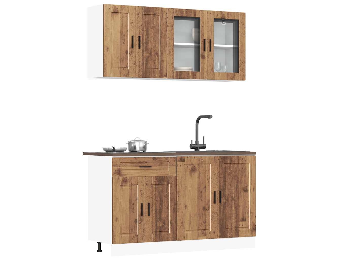 Vidaxl 4 Peças Armário De Cozinha Conjunto Porto Madeira Velha