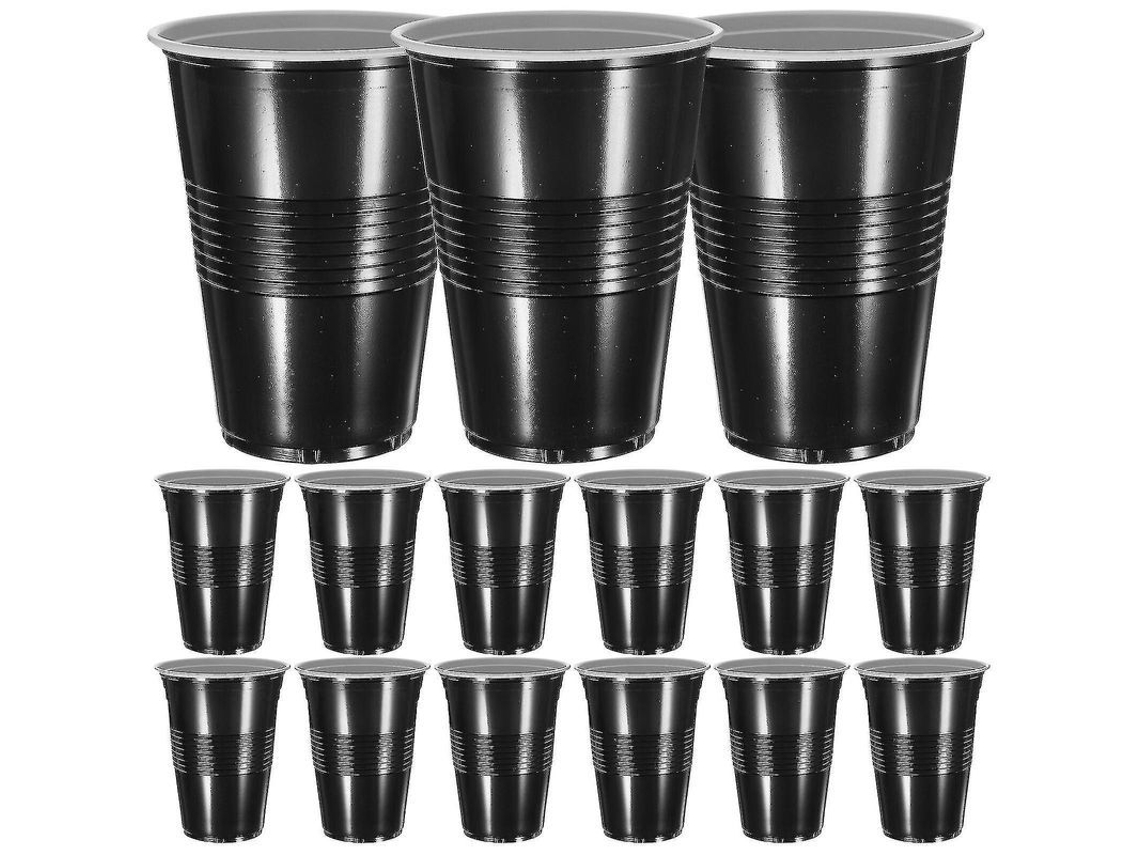 Copo De Plástico Resistente 16oz, Design Criativo, 20 Unidades, Ideal Para Festas E Decoração Preto