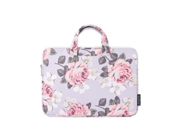 H40-b01 Bolsa Para Laptop Com Estampa De Rosas Brancas, Capa Protetora Para Computador Com Alça, Tamanho: 15 Polegadas