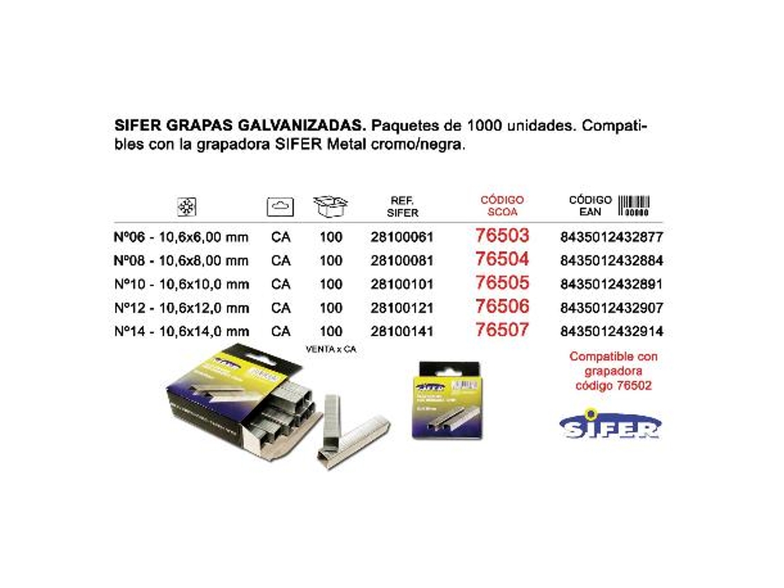 Grapas Galvanizadas Sifer Nº 8 - 10.6x8mm, Caja 1000 Unidades, Para Fijación, Construcción, Bricolaje, Resistentes A La Corrosión