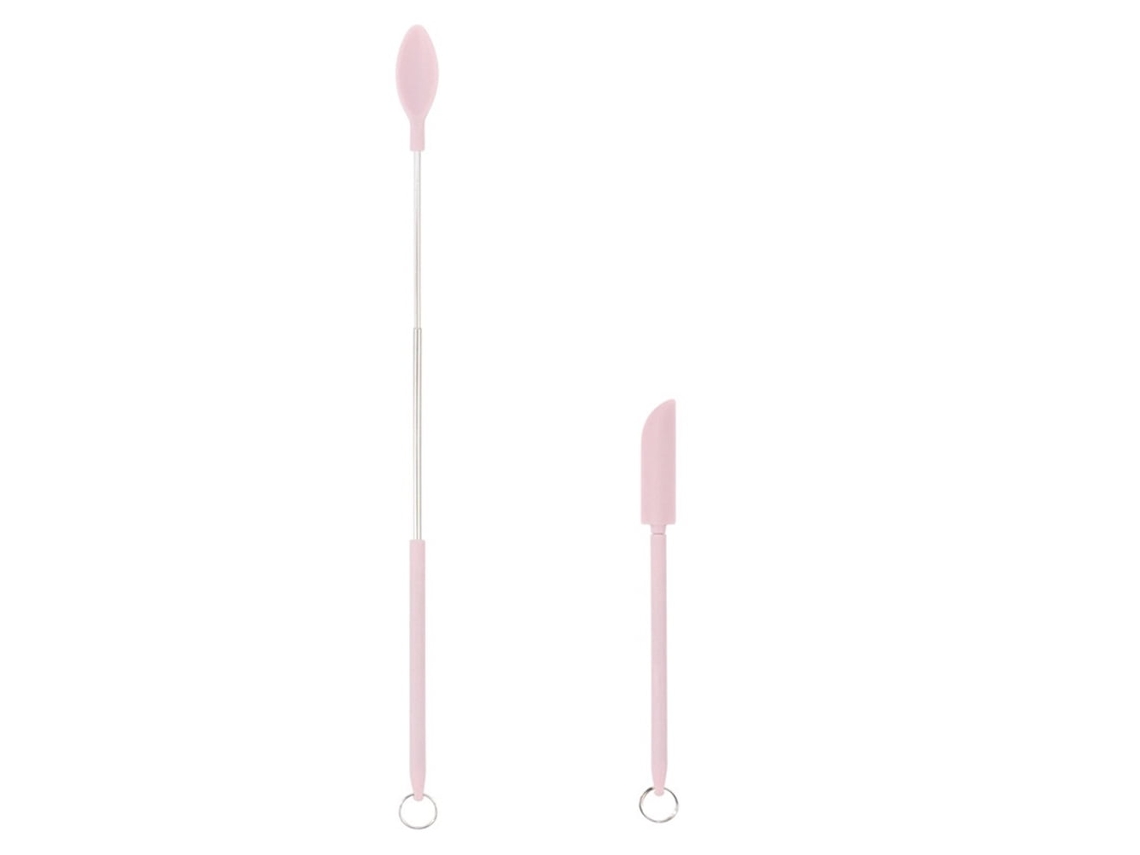 Conjunto de 2 mini espátulas de silicone reutilizáveis, retráteis, pequenas e finas, para maquiagem, beleza e culinária.