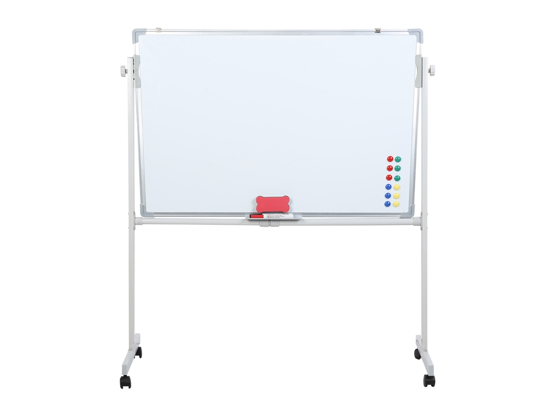 Quadro Branco Flasidu, Altura Ajustável, Com Rodas, Design De Dupla Face, 60cm X 90cm X 160cm, Altura Regulável: 155 Cm - 200 Cm, Branco