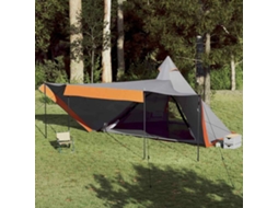 Vidaxl Tenda Familiar Tipi Para 8 Pessoas Impermeável Cinza/laranja