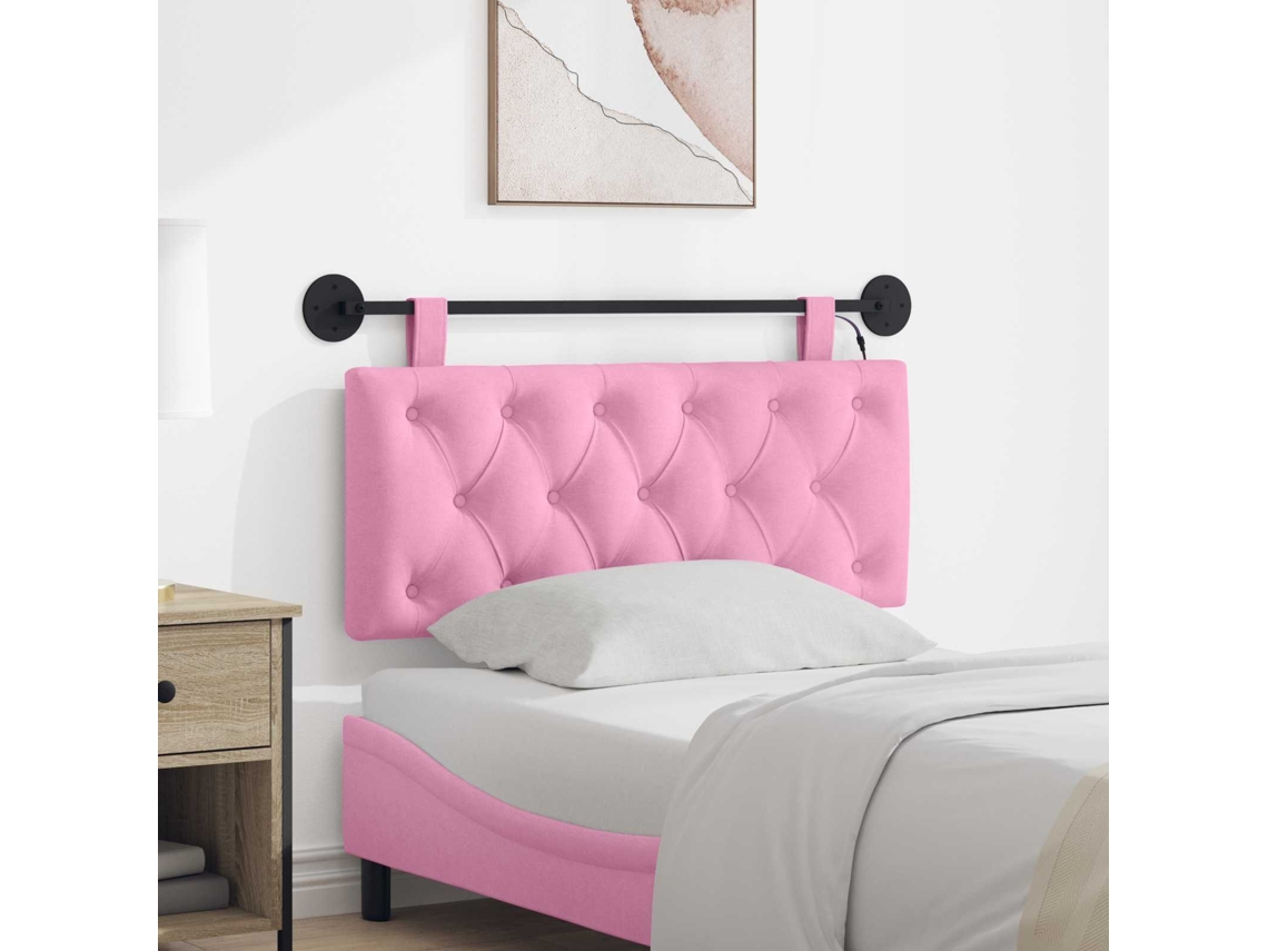 Vidaxl Cabeceira Suspensa Com Luz Led Rosa Tecido