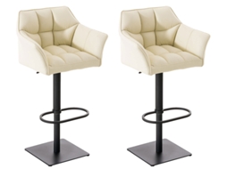 Conjunto de 2 bancos de bar Damaso em imitação de pele creme/preto CLP