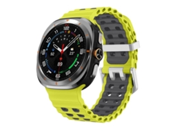 Bracelete para Samsung Galaxy Watch Ultra XIAOMOYU em silicone duas cores com fivela prateada e furos duplos cinza limão