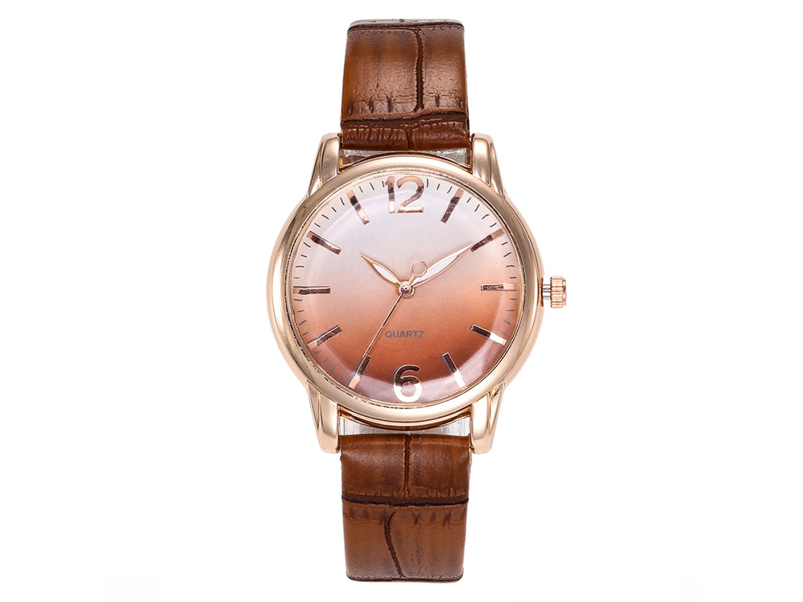 Relógio Pulseira Feminino Couro Pu Simple Fashion Quartzo Vansvar Marrom