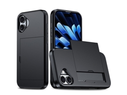 Capa Para Iphone 17, Capa Protetora Resistente A Quedas Com Porta-cartões, Preta.