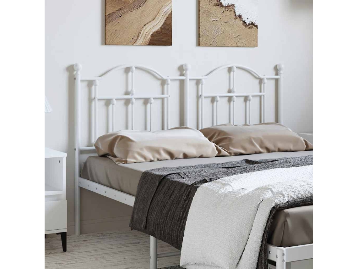 Vidaxl Cabeceira De Substituição 150 Cm Metal Branco