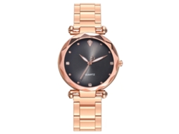 Relógio de Pulso Feminino Vansvar Moda Casual Quartzo com Strass Preto