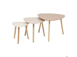 3 Mesas Gigognes Mileo Bege 60x60x45cm Atmosphera Criador De Interiores Bege