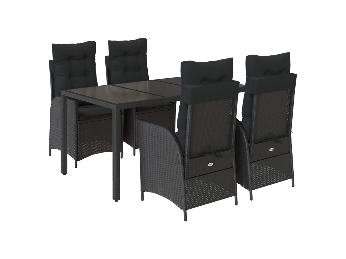 Garden Dining Set, Garden Dining Sets Vidaxl Preto Rattan / Vime (150 Cm Table Length)