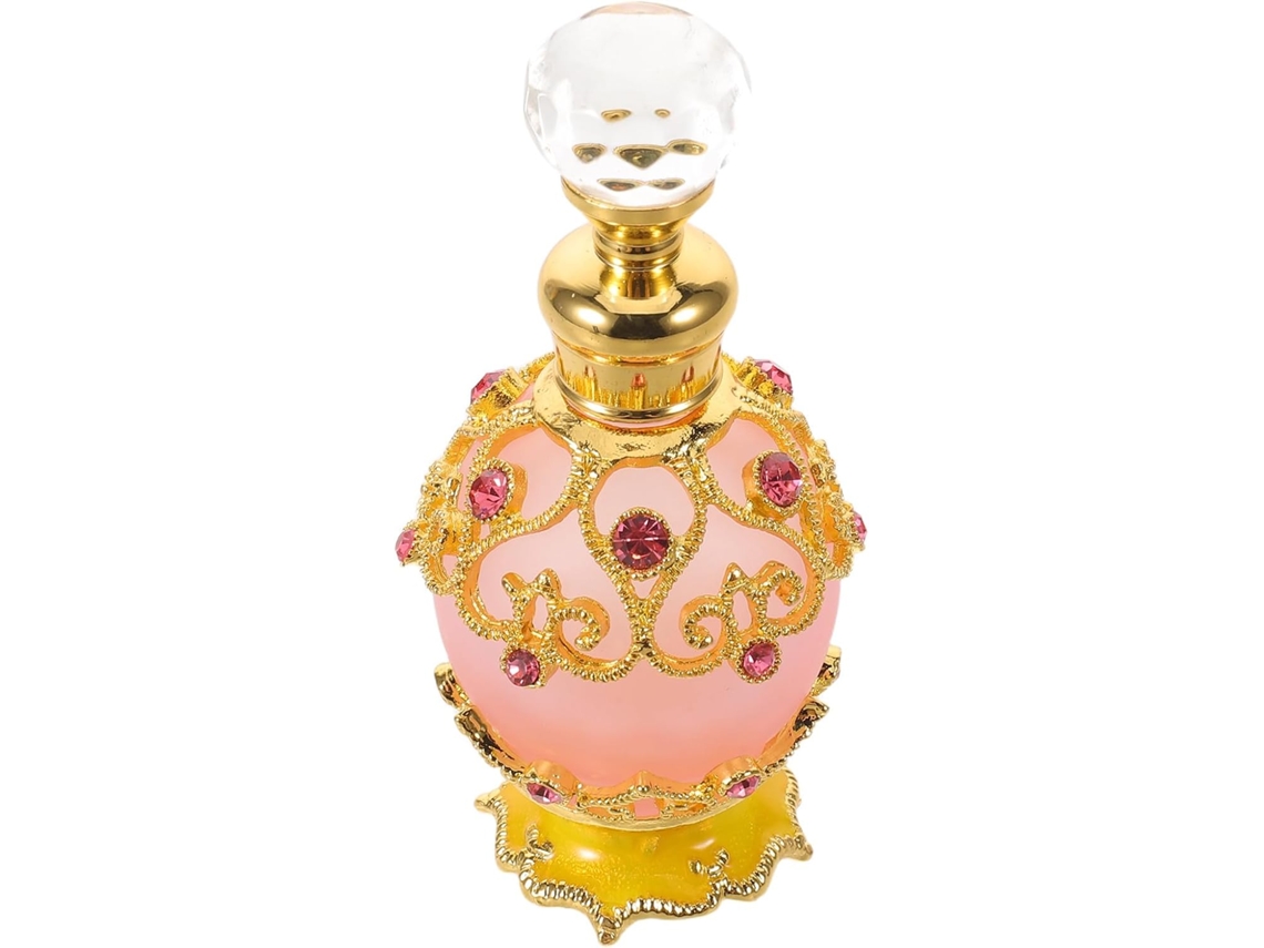 Frasco De Perfume Esférico De Vidro Rosa Com Strass