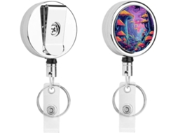 Pin Crachá Colorido Com Design Cogumelo, Porta Crachá Charmoso, Carretel Metal Retrátil Professores