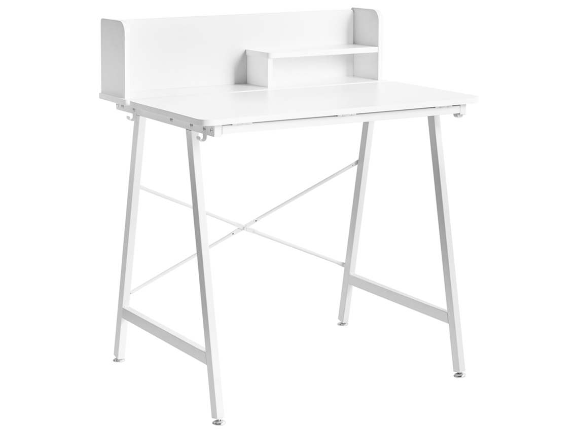 Mesa De Dibujo Inclinable Beliani Aland De Tablero De Partículas Blanco 80x62x94