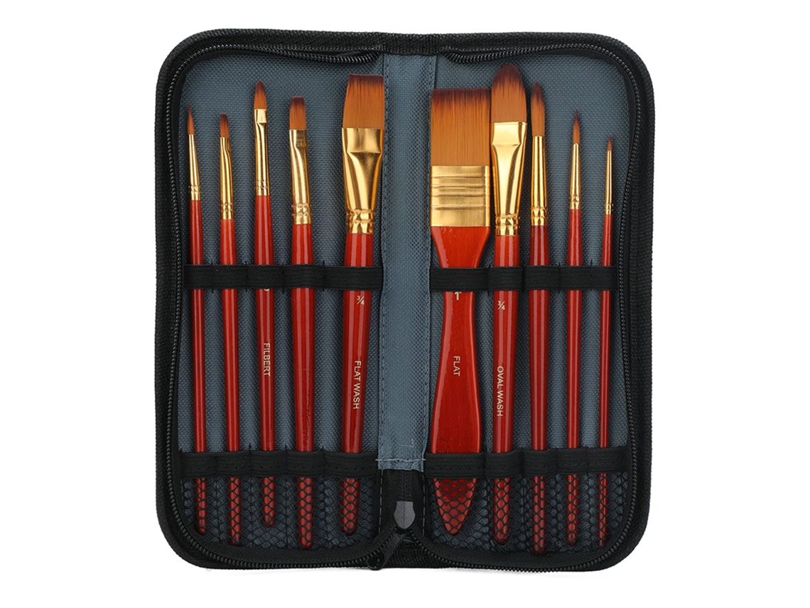 Kit de 10 escovas de limpeza para relógios, conjunto de escovas ergonômicas de alto desempenho para reparos, vermelhas.