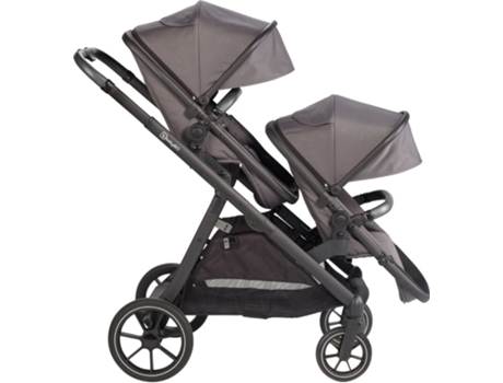 Carrinho De Gémeos Conversível, Capas De Chuva, Adaptadores, Saco Muda Fraldas Babygo Duo Grey/black Grip